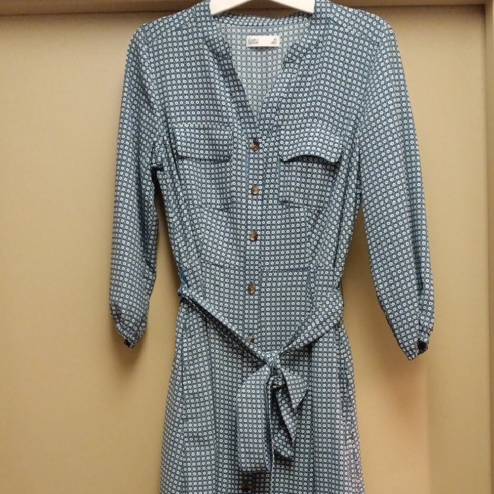 Croft & Barrow Black and White Long Sleeve V-Neck Dress